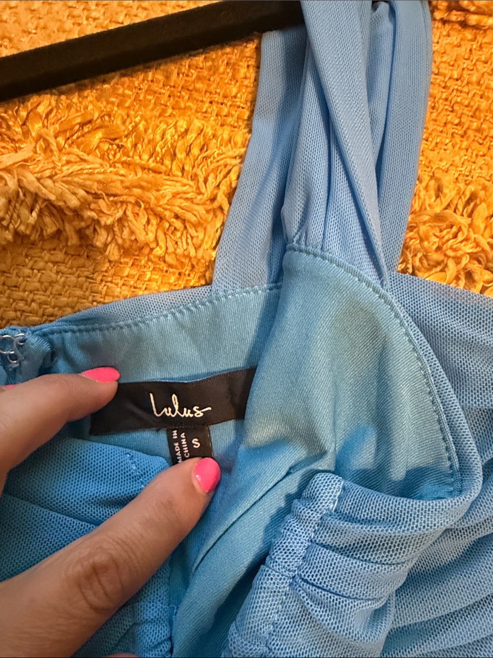 NWOT Lulu's Sky Blue Ruched Midi Dress - Picture 8 of 9